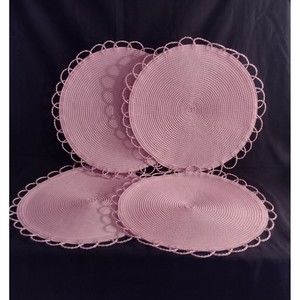 Hobby Lobby Pastel Pink 15In Woven Round Placemats Set of 4 Spring Table Top